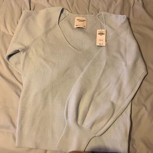 Abercrombie & Fitch ribbed v-neck sweater with blouson sleeves
